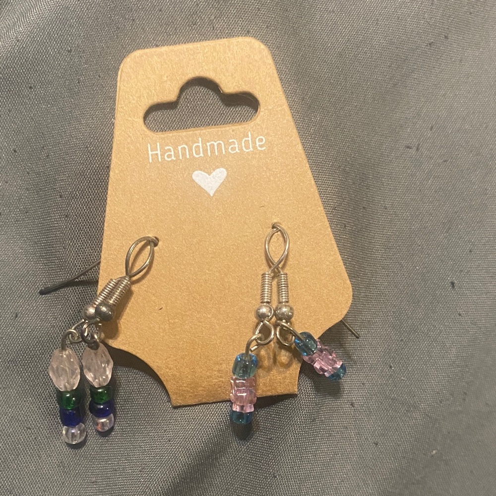 2 pair of Colorful Beaded Dangle Earrings